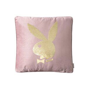 Playboy Rabbit Head Sequin Pillow Pink